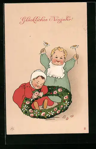 AK Kleine Kinder wünschen ein glückliches Neujahr