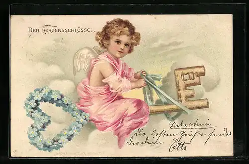AK Engelchen fliegt auf Herzensschlüssel