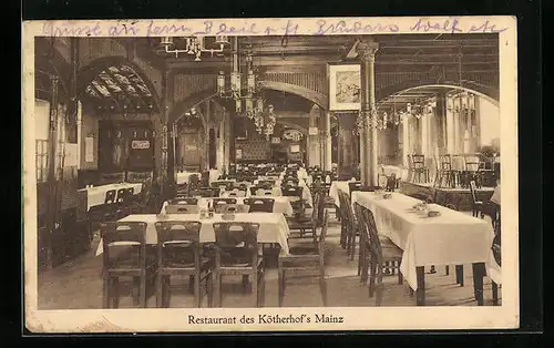 AK Mainz, Restaurant Köthershof, Innenansicht