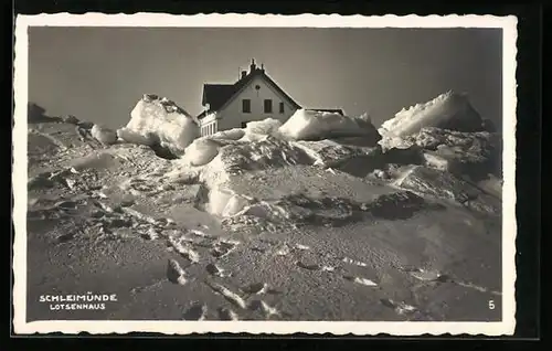 AK Schleimünde, Lotsenhaus im Schnee