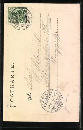 Passepartout-Lithographie Frankfurt /Main, Partie am Eschenheimer Thurm mit Wappen