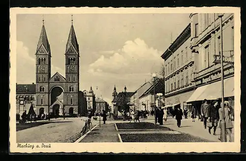 AK Marburg a. Drau, Ortsansicht mit Kirche