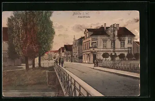 AK Bünde i. W., Ortspartie mit Else-Brücke