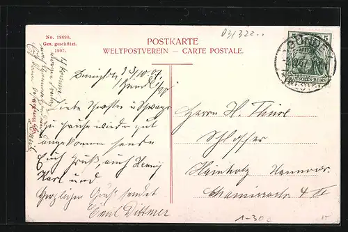 AK Bünde i. W., Teilansicht mit Strasse