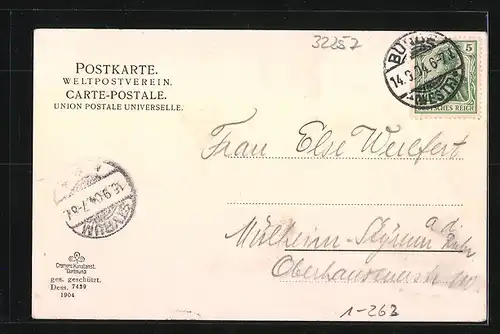 AK Bünde i. W., Partie an der Else mit Brücke und weissem Haus