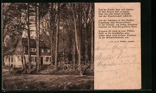 AK Neustadt /Sa., Gasthaus Hohwaldschänke, Gedicht