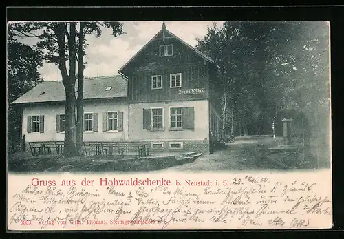 AK Neustadt /Sa., Gasthaus Hohwaldschenke mit Strasse