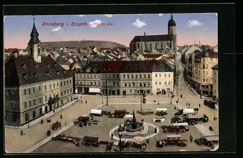 AK Annaberg /Erzgeb., Marktplatz aus der Vogelschau