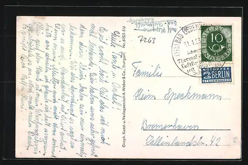 AK Bad Liebenzell, Erholungsheim Schlossberg aus der Vogelschau