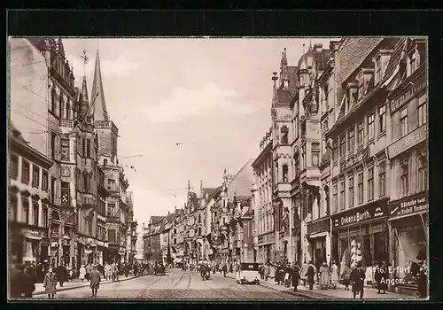 AK Erfurt, Belebte Geschäftsstrasse