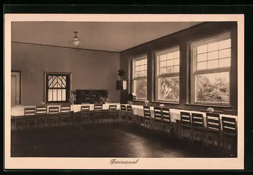 AK Dibbersen, Kindererholungsheim der Stadt Harburg-Wilhelmsburg, Speisesaal, Innenansicht