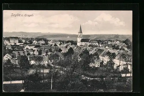 AK Sayda i. Erzgeb., Ortsansicht aus der Vogelschau