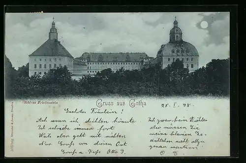 Mondschein-AK Gotha, Schloss Friedenstein