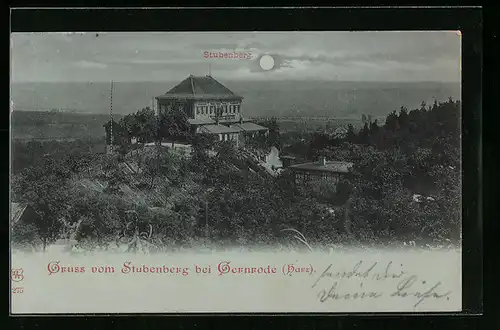Mondschein-AK Gernrode /Harz, Gasthaus Stubenberg