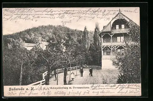 AK Suderode a. H., Schwedderberg mit Preussenturm