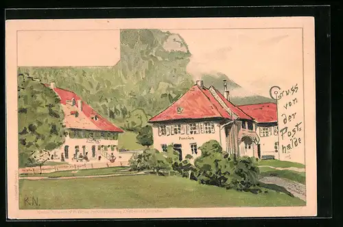 Künstler-AK Höllental, Pension an der Posthalde