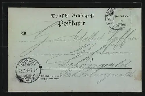 Mondschein-AK Mannheim, Partie aus dem Stadtpark mit Sternwarte und Jesuitenkirche