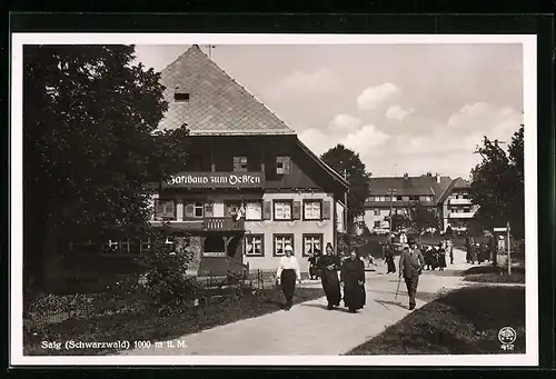 AK Saig /Schwarzwald, Strassenpartie mit Gasthaus zum Ochsen