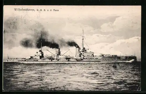 AK Wilhelmshaven, Kriegsschiff SMS v.d. Tann macht Fahrt