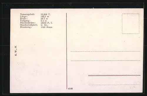 AK Kriegsschiff SMS Thüringen auf offener See