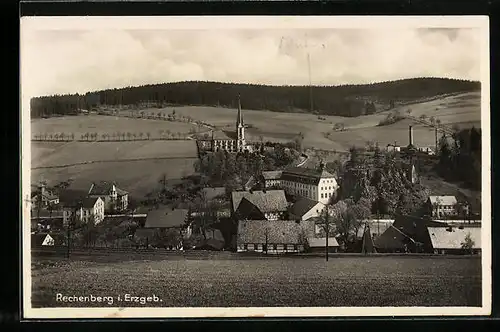 AK Rechenberg i. Erzgeb., Ortsansicht mit Bergen