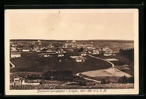 AK Zinnwald-Georgenfeld i. Erzgeb., Ortsansicht aus der Vogelschau