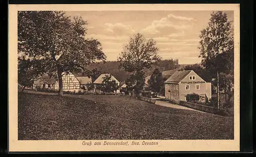 AK Hennersdorf /Dresden, Kempes Gasthaus mit Umgebung