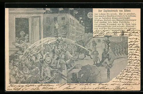 Künstler-AK Hamburg-Altona, Der Zapfenstreich von Altona