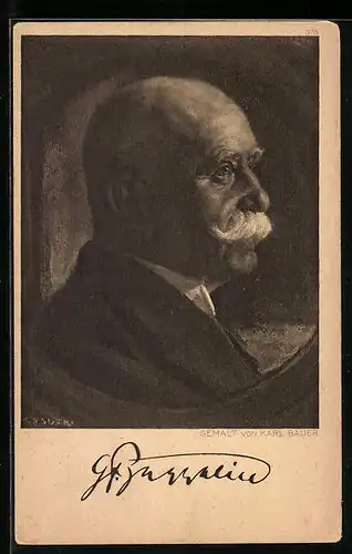 Künstler-AK Portrait von Graf Zeppelin im Profil