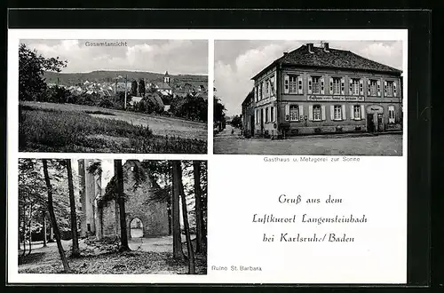 AK Langensteinbach /Baden, Totalansicht, Gasthaus und Metzgerei zur Sonne