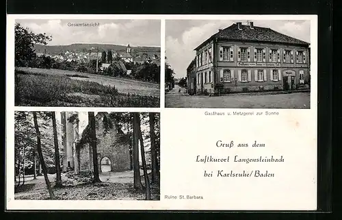 AK Langensteinbach /Baden, Gesamtansicht, Gasthaus und Metzgerei zur Sonne