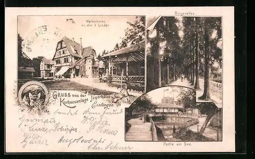 AK Esslingen, Kurhotel Jägerhaus, Waldschenke zu den 3 Linden, Bürgerallee