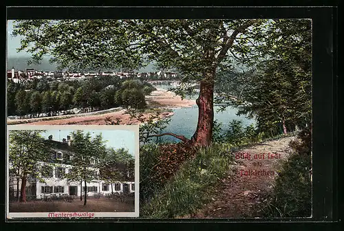 AK Thalkirchen, Blick auf die Isar, Menterschwaige, Bürgerbräu-Ausschank