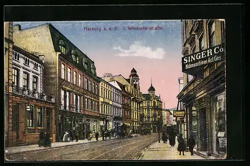 AK Harburg, Wilstorferstrasse, Singer Co. Nähmaschinen Act.Ges.