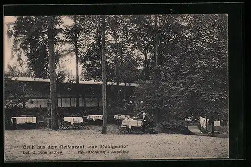 AK Neu-Wohltorf-Aumühle, Restaurant zur Waldgrotte, Bes.: E. Schumacher