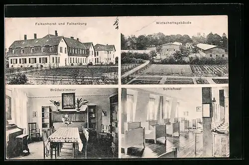 AK Rickling, Falkenhorst, Wirtschaftsgebäude, Schlafsaal, Falkenburg