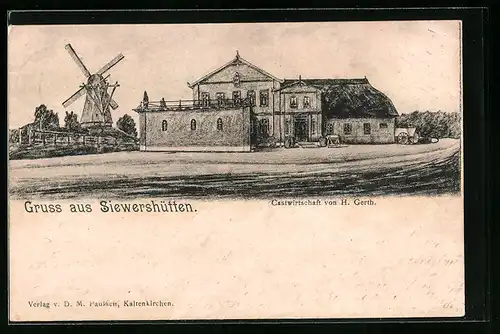 AK Sievershütten, Gastwirtschaft von H. Gerth. mit Mühle