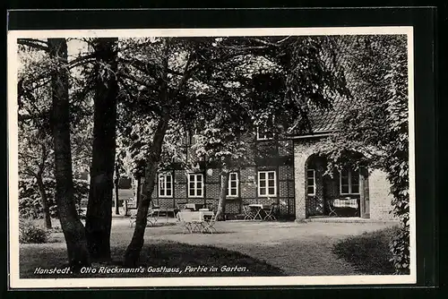 AK Hanstedt, Otto Rieckmanns Gasthaus, Partie im Garten