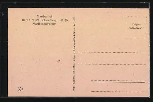 AK Berlin, Marthashof, Kindergarten und Hort in der Schwedterstr. 37 /40, Eingang zur Schule