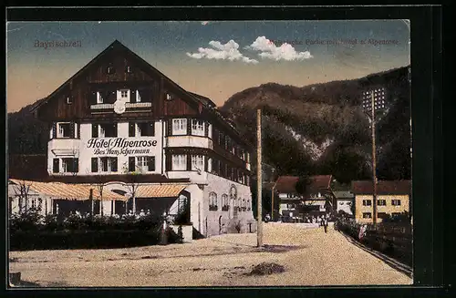 AK Bayrischzell, Malerische Partie mit Hotel z. Alpenrose