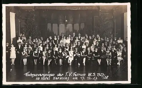 AK Hasslau, Fuchsenvergnügen der T. V. Ferrum im Hotel Herkules am 17.12.1927