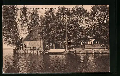 AK Gross Grönau, Seglerheim Rothenhusen vom Wasser gesehen