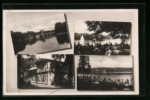 AK Nedlitz bei Potsdam, Parkrestaurant, Gebäudeansicht, Terrasse, Havelbrücke