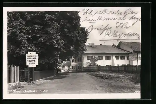 AK Glonn, Gasthof zur Post mit Garteneingang