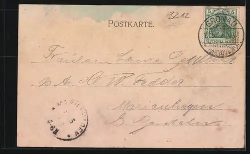 Passepartout-AK Gronau, Strassenpartie mit Kirche