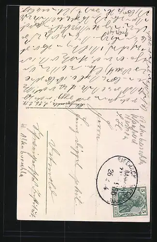 Foto-AK Altenburschla, Mann im Fenster eines Fachwerkhauses