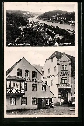 AK Wehlen /Elbe, Hotel Stadt Wehlen, Schmuck`s Hotel und Gasthof, Totalansicht
