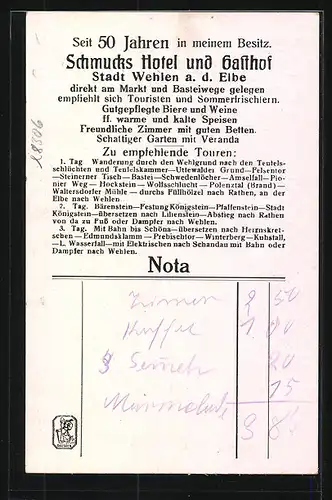 AK Wehlen /Elbe, Hotel Stadt Wehlen, Schmuck`s Hotel und Gasthof, Totalansicht