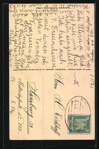 AK Schönfeld /Elbe, Ruderpartie, Strassenpartie