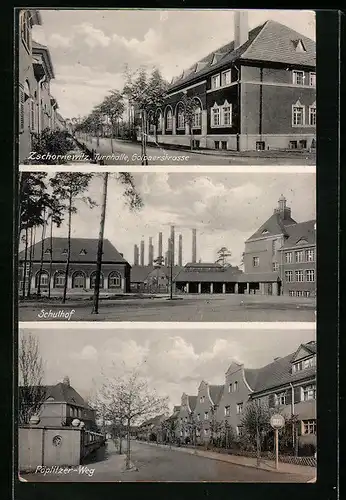 AK Zschornewitz, Turnhalle, Golpaerstrasse, Schulhof, Pöplitzerwg